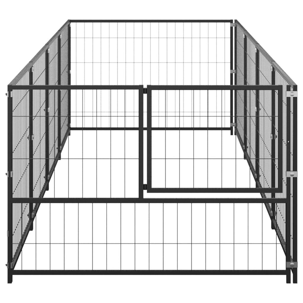 Chenil extérieur cage enclos parc animaux chien noir 4 m² acier 02_0000530 - Helloshop26