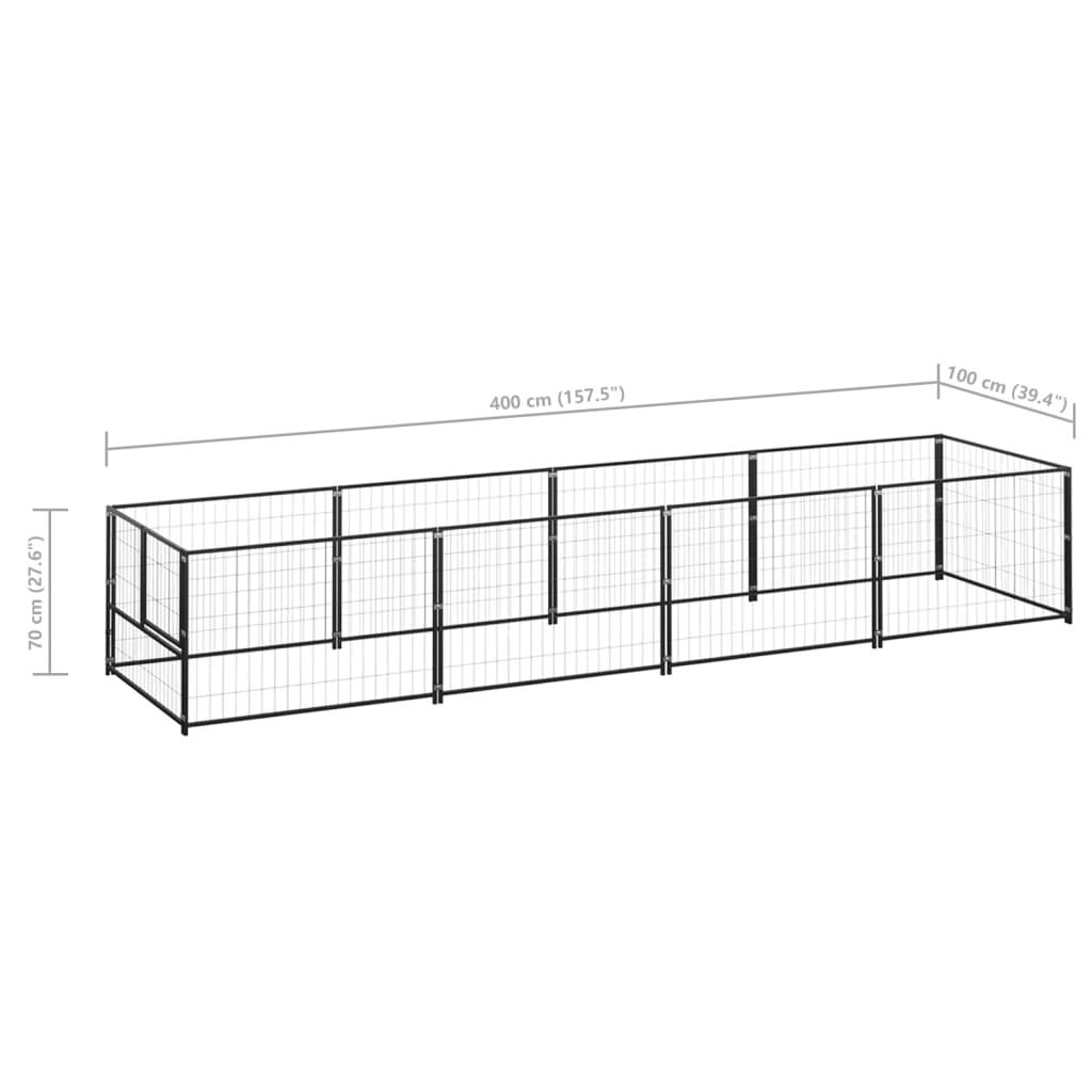 Chenil extérieur cage enclos parc animaux chien noir 4 m² acier 02_0000530 - Helloshop26
