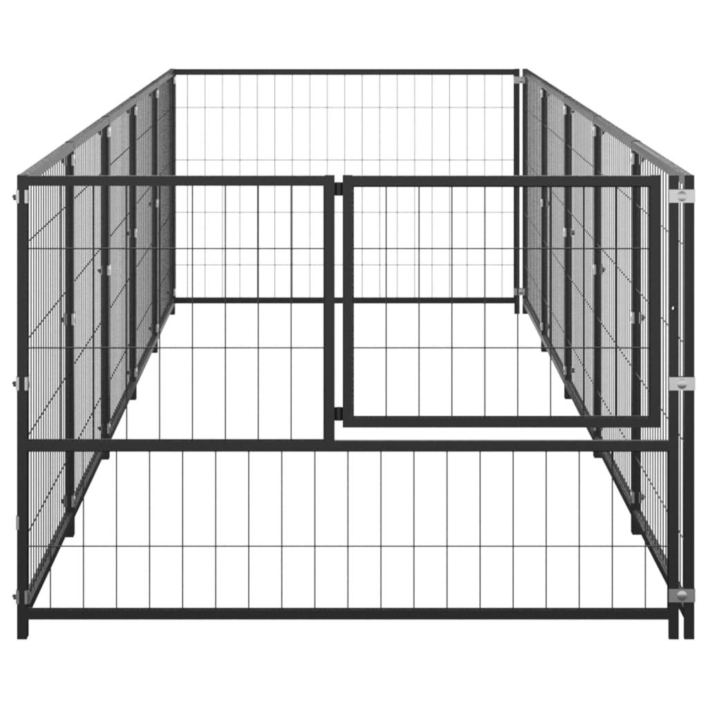 Chenil extérieur cage enclos parc animaux chien noir 5 m² acier 02_0000540 - Helloshop26