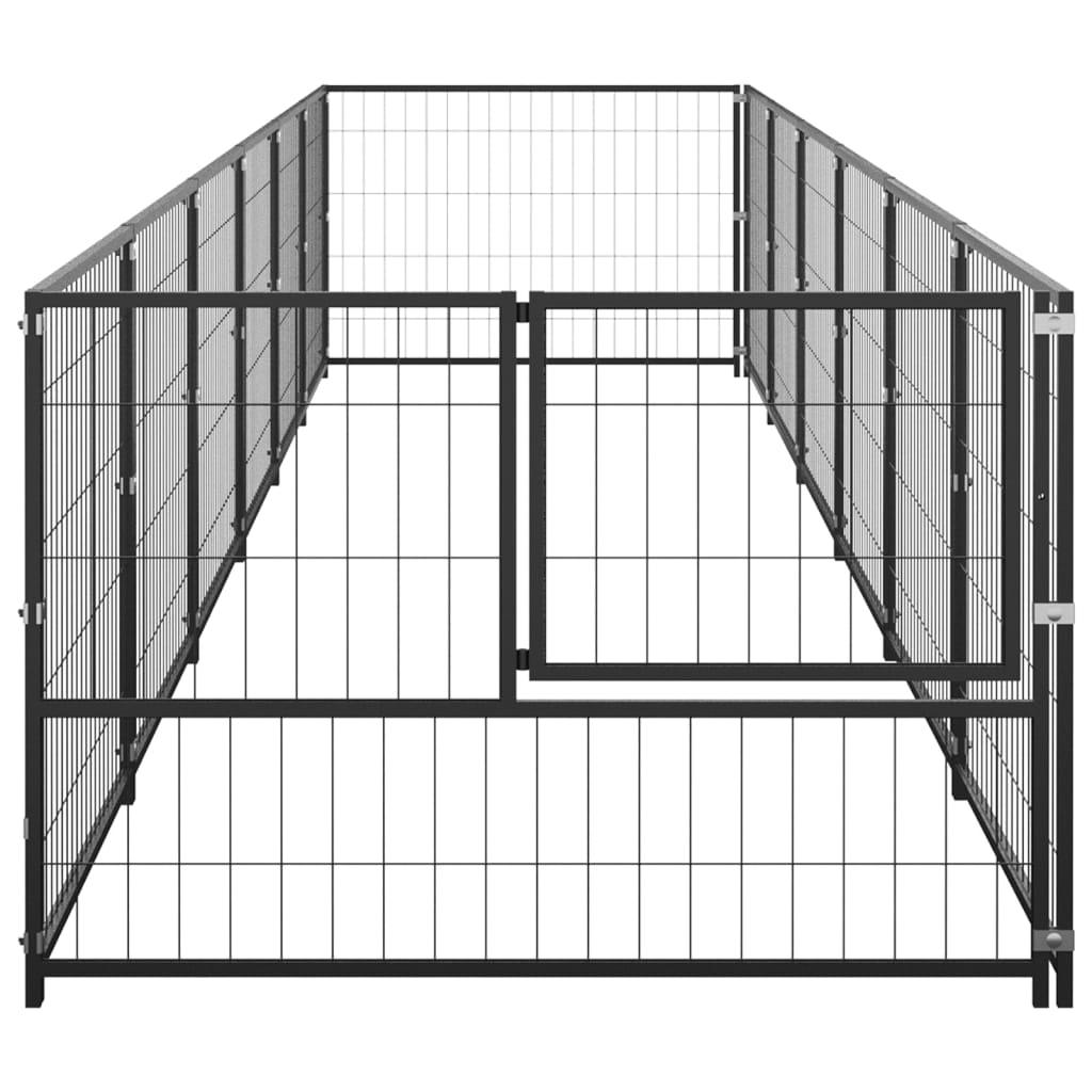 Chenil extérieur cage enclos parc animaux chien noir 6 m² acier 02_0000544 - Helloshop26