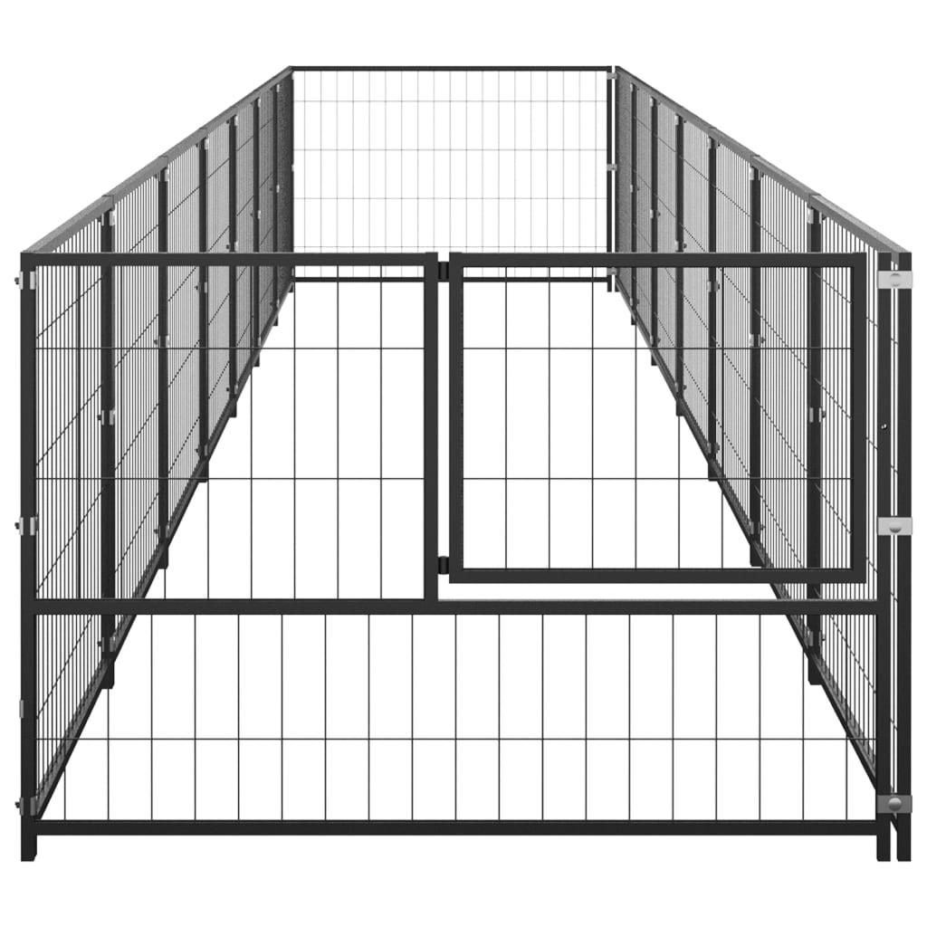 Chenil extérieur cage enclos parc animaux chien noir 7 m² acier 02_0000552 - Helloshop26
