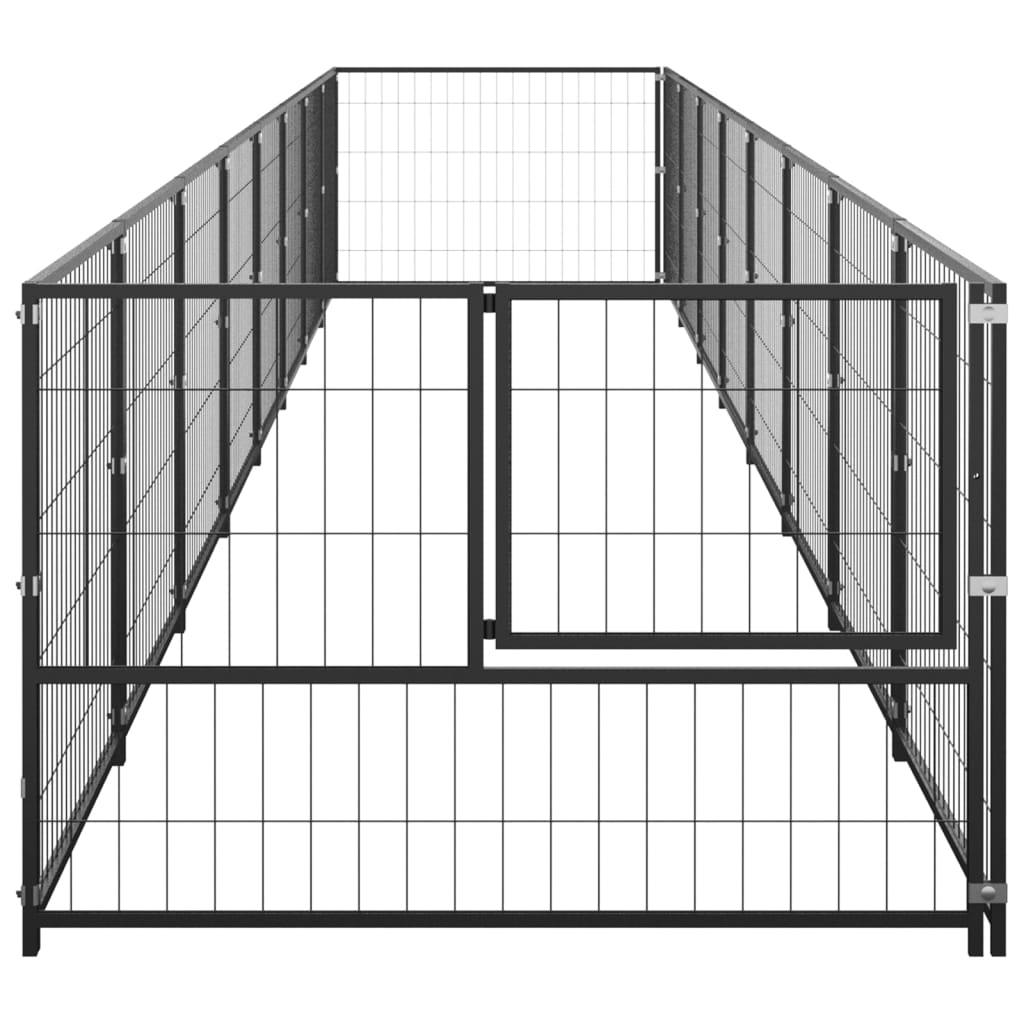 Chenil extérieur cage enclos parc animaux chien noir 8 m² acier 02_0000556 - Helloshop26