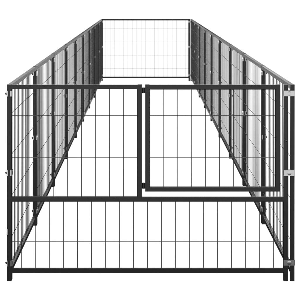 Chenil extérieur cage enclos parc animaux chien noir 9 m² acier 02_0000562 - Helloshop26