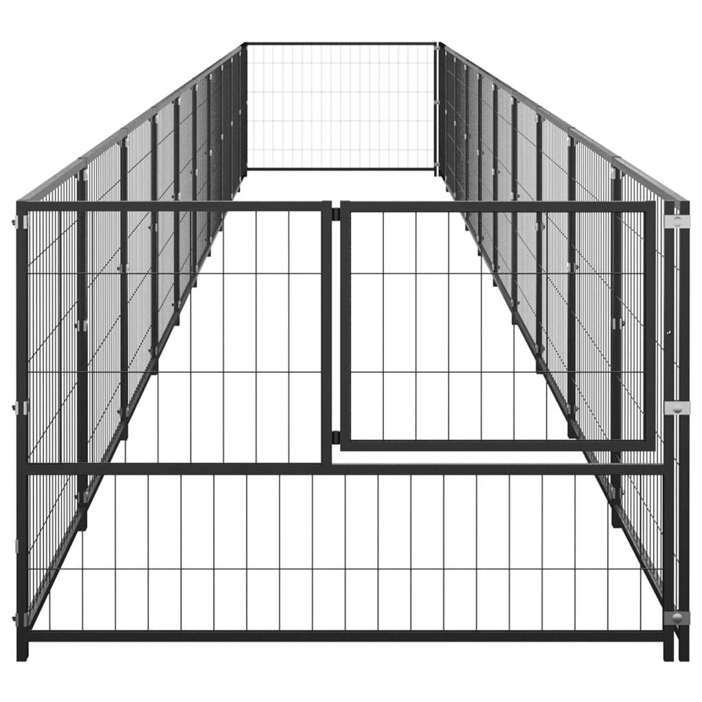 Chenil extérieur cage enclos parc animaux chien noir 10 m² acier 02_0000484 - Helloshop26