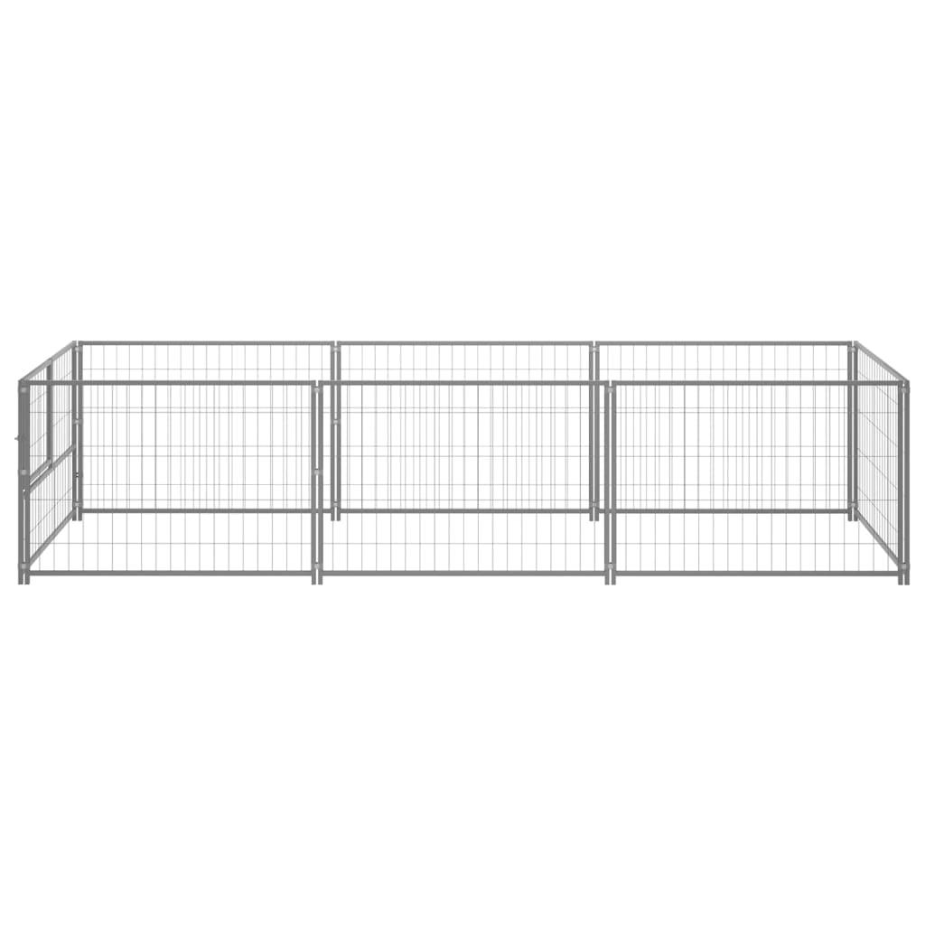 Chenil extérieur cage enclos parc animaux chien argenté 3 m² acier 02_0000264 - Helloshop26