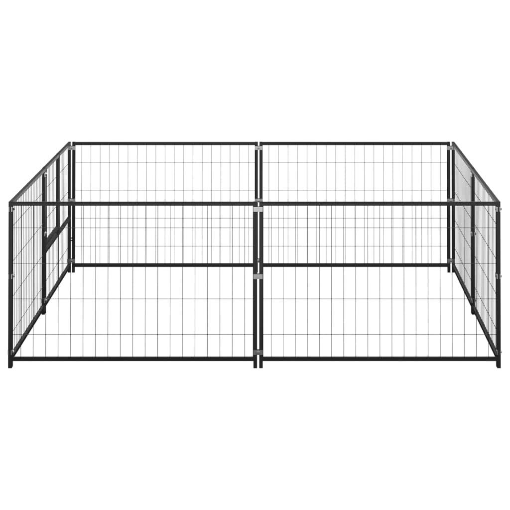 Chenil extérieur cage enclos parc animaux chien noir 4 m² acier 02_0000531 - Helloshop26