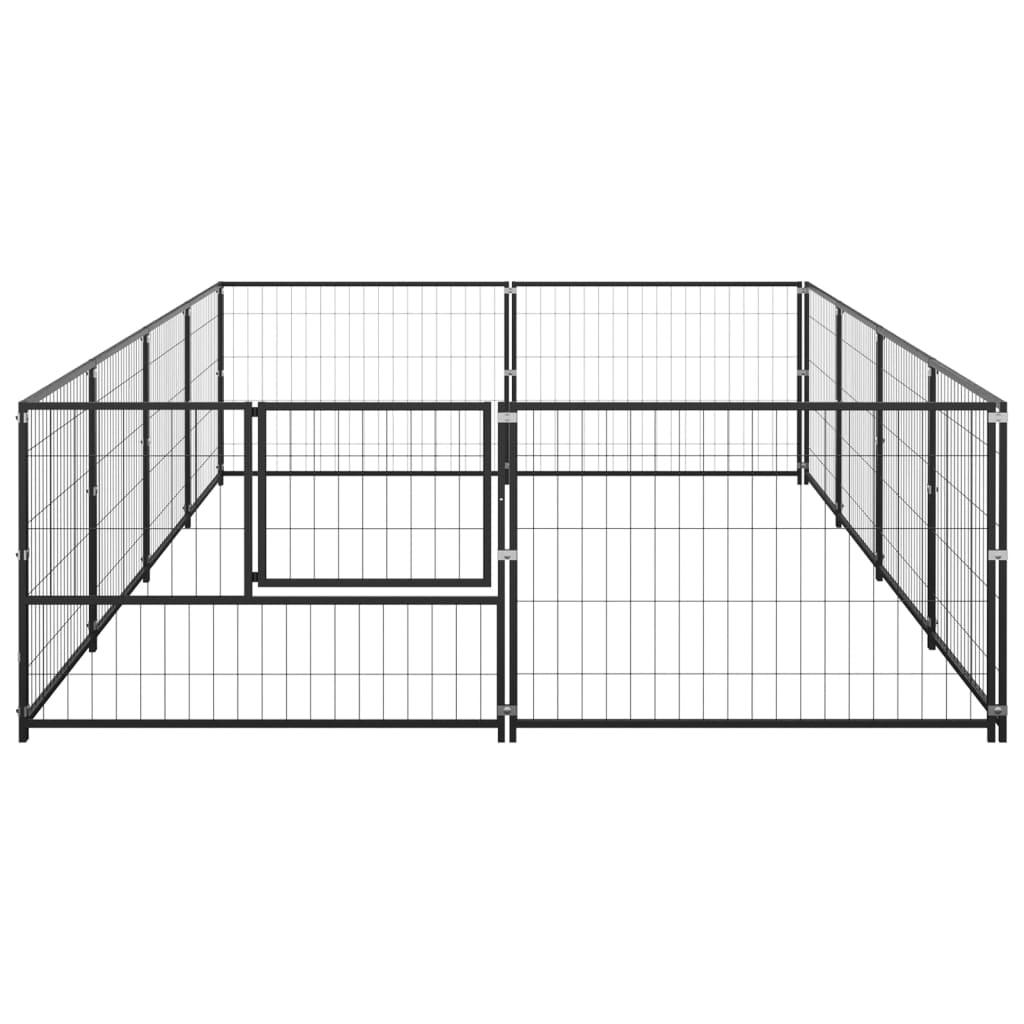 Chenil extérieur cage enclos parc animaux chien noir 8 m² acier 02_0000557 - Helloshop26
