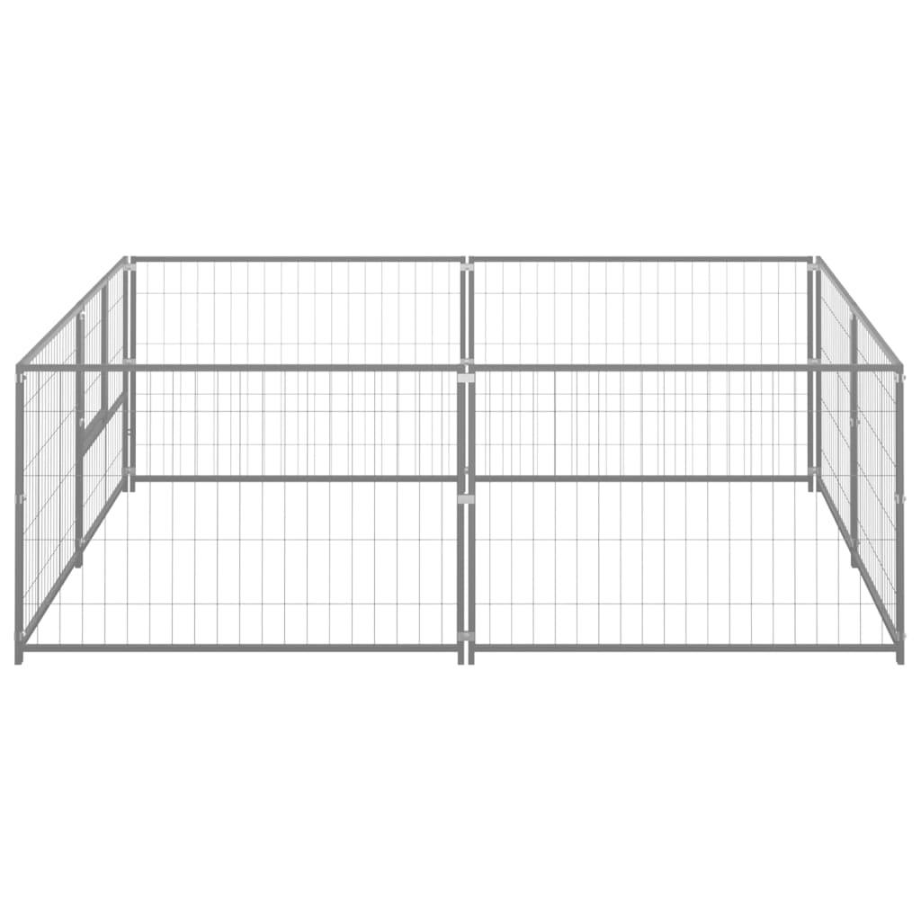 Chenil extérieur cage enclos parc animaux chien argenté 4 m² acier 02_0000276 - Helloshop26