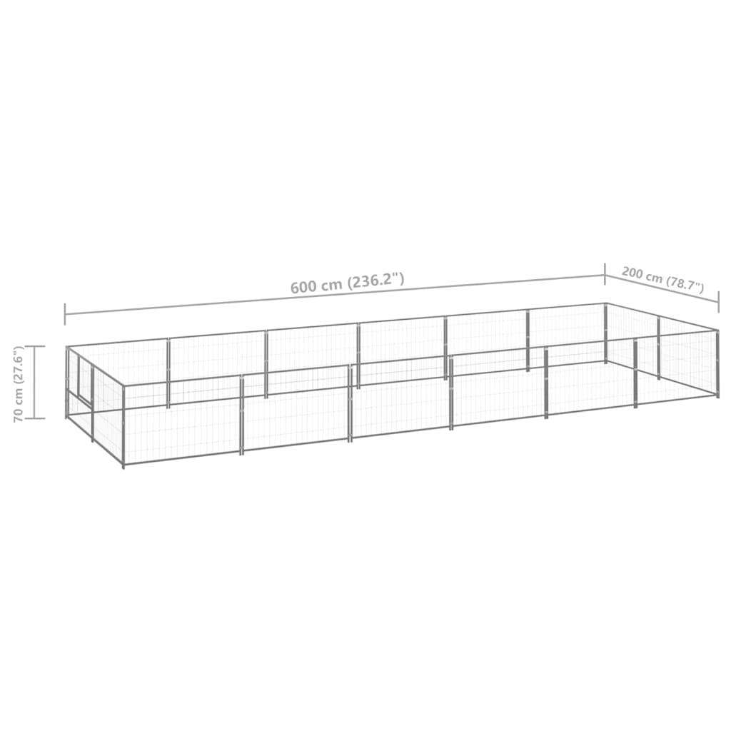 Chenil extérieur cage enclos parc animaux chien argenté 12 m² acier 02_0000235 - Helloshop26