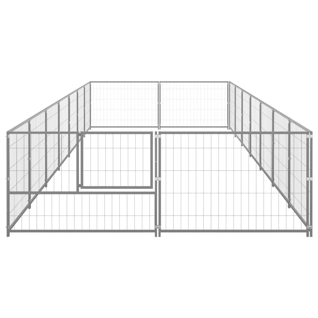 Chenil extérieur cage enclos parc animaux chien argenté 14 m² acier 02_0000239 - Helloshop26