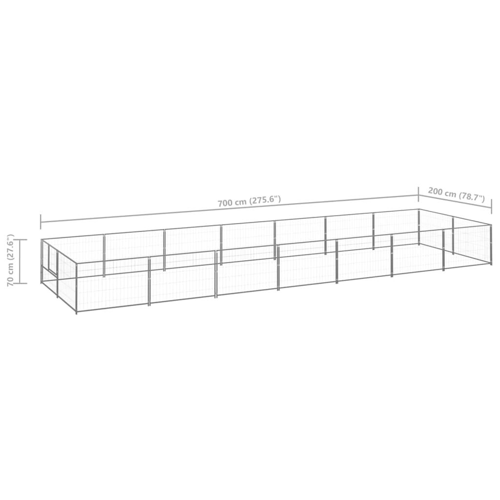 Chenil extérieur cage enclos parc animaux chien argenté 14 m² acier 02_0000239 - Helloshop26