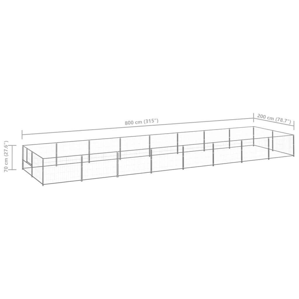 Chenil extérieur cage enclos parc animaux chien argenté 16 m² acier 02_0000243 - Helloshop26