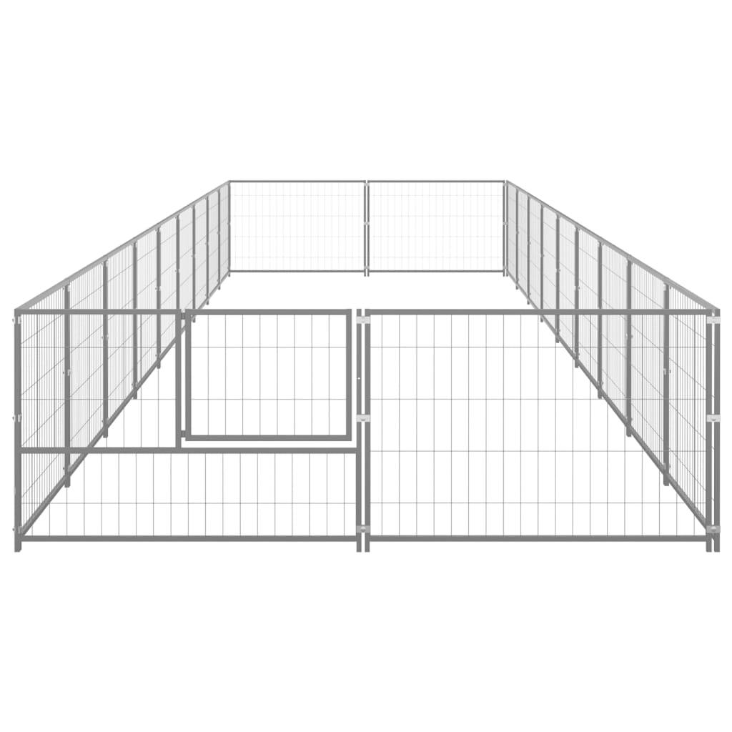 Chenil extérieur cage enclos parc animaux chien argenté 18 m² acier 02_0000245 - Helloshop26