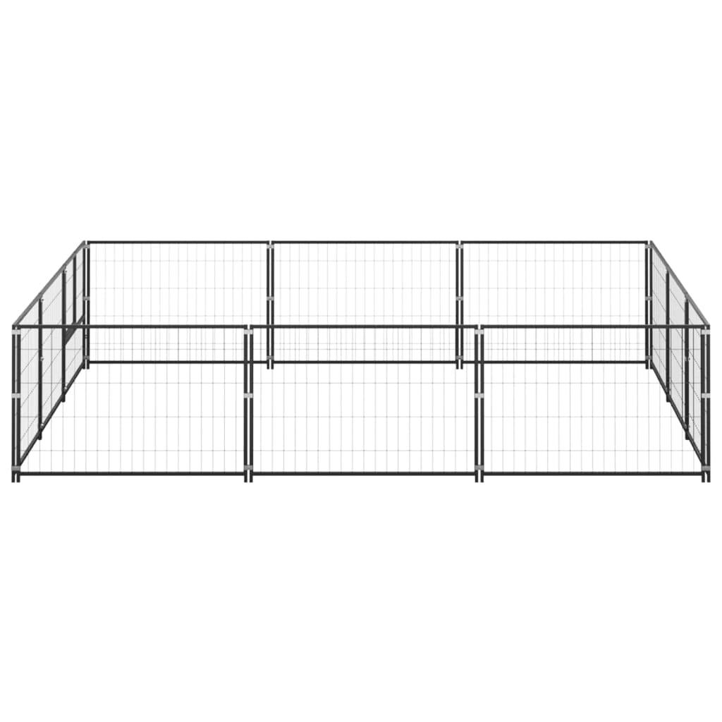 Chenil extérieur cage enclos parc animaux chien noir 9 m² acier 02_0000563 - Helloshop26