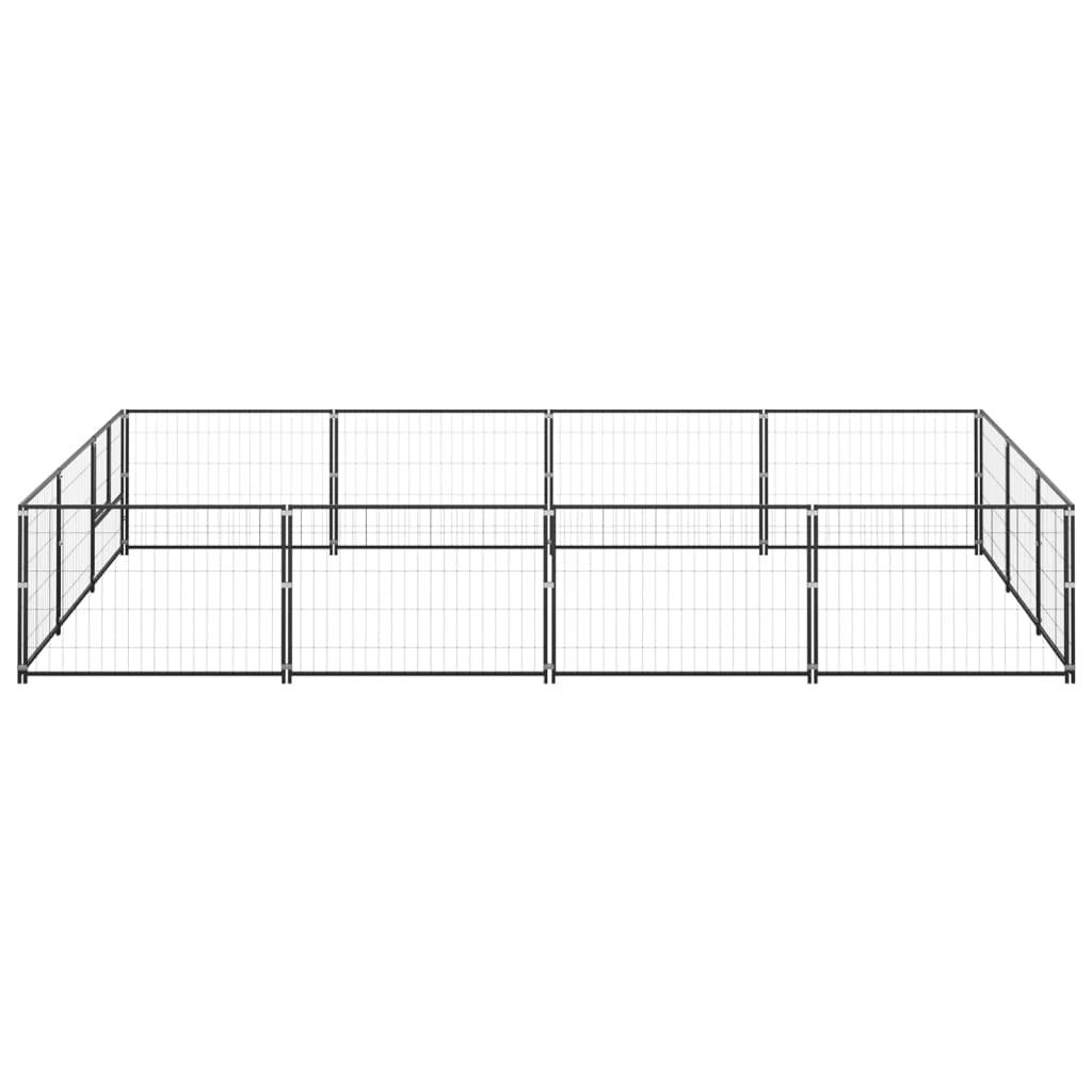 Chenil extérieur cage enclos parc animaux chien noir 12 m² acier 02_0000492 - Helloshop26