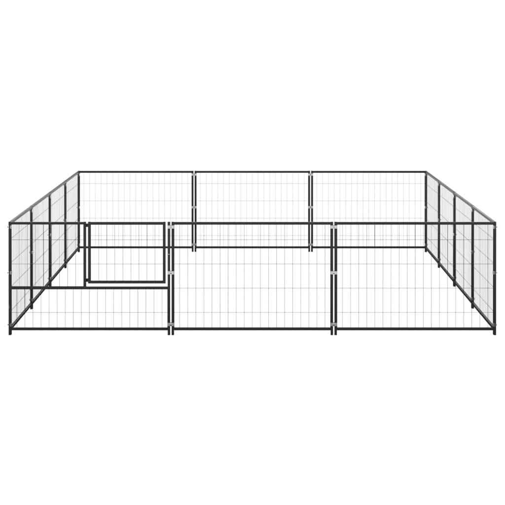 Chenil extérieur cage enclos parc animaux chien noir 12 m² acier 02_0000492 - Helloshop26