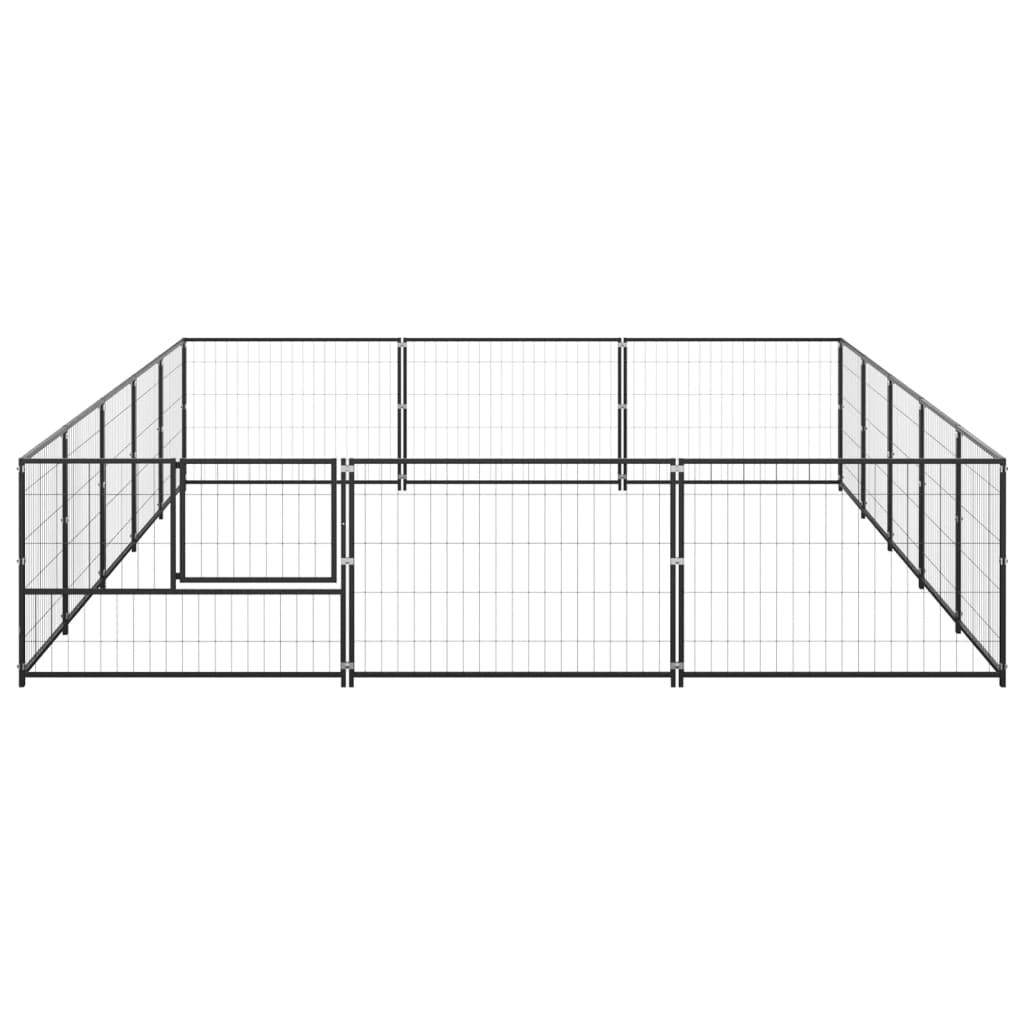 Chenil extérieur cage enclos parc animaux chien noir 15 m² acier 02_0000496 - Helloshop26
