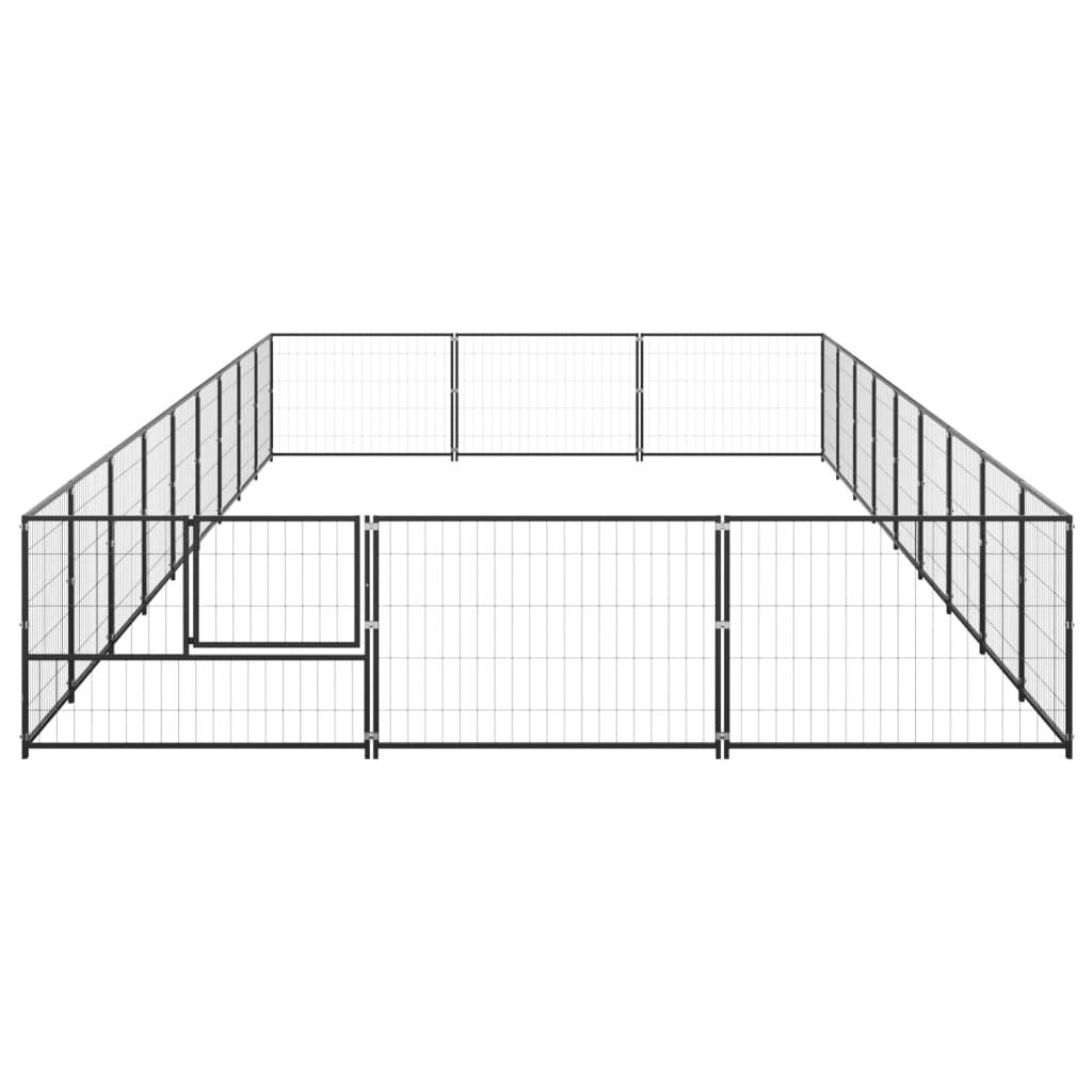 Chenil extérieur cage enclos parc animaux chien noir 27 m² acier 02_0000517 - Helloshop26