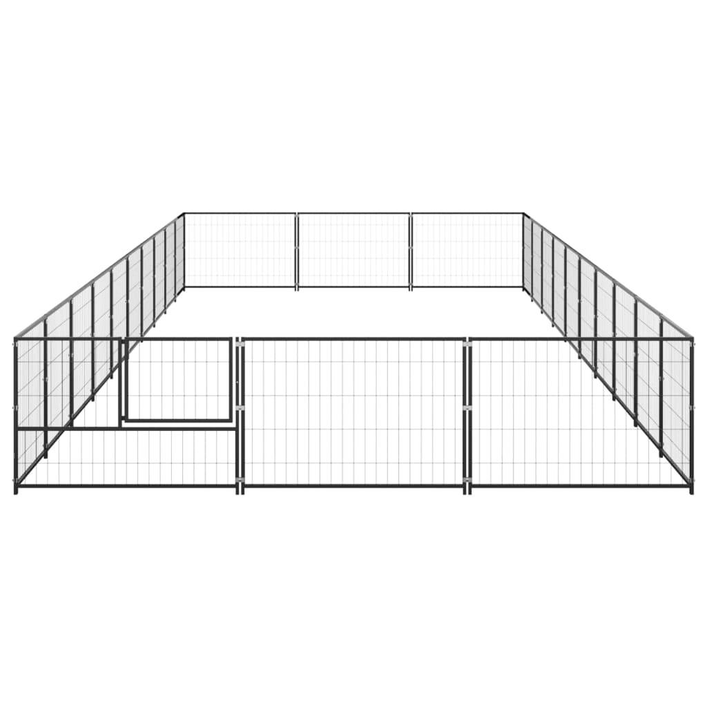Chenil extérieur cage enclos parc animaux chien noir 30 m² acier 02_0000520 - Helloshop26