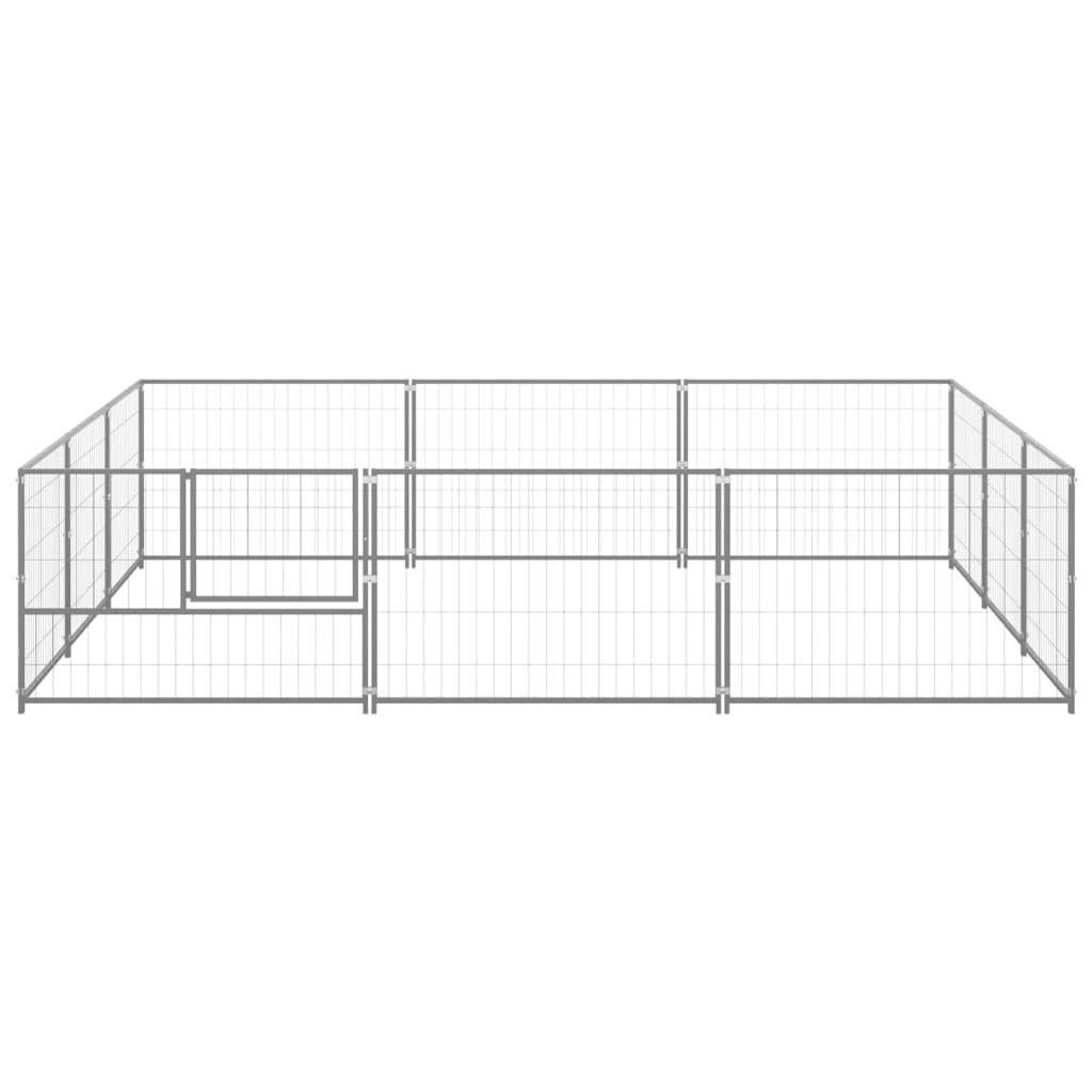 Chenil extérieur cage enclos parc animaux chien argenté 9 m² acier 02_0000308 - Helloshop26