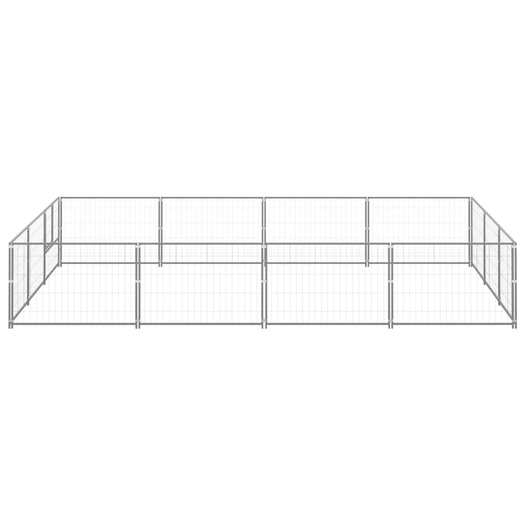 Chenil extérieur cage enclos parc animaux chien argenté 12 m² acier 02_0000236 - Helloshop26