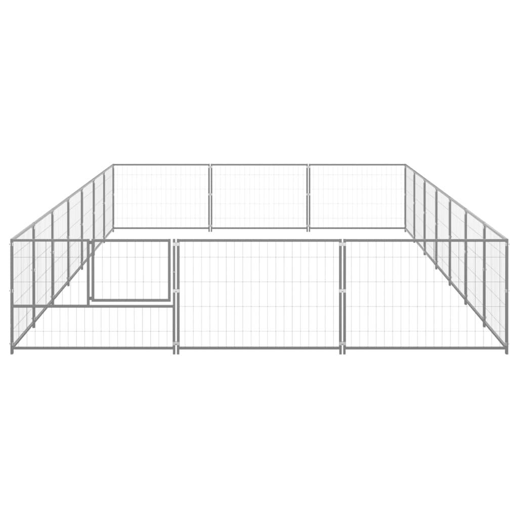 Chenil extérieur cage enclos parc animaux chien argenté 21 m² acier 02_0000254 - Helloshop26