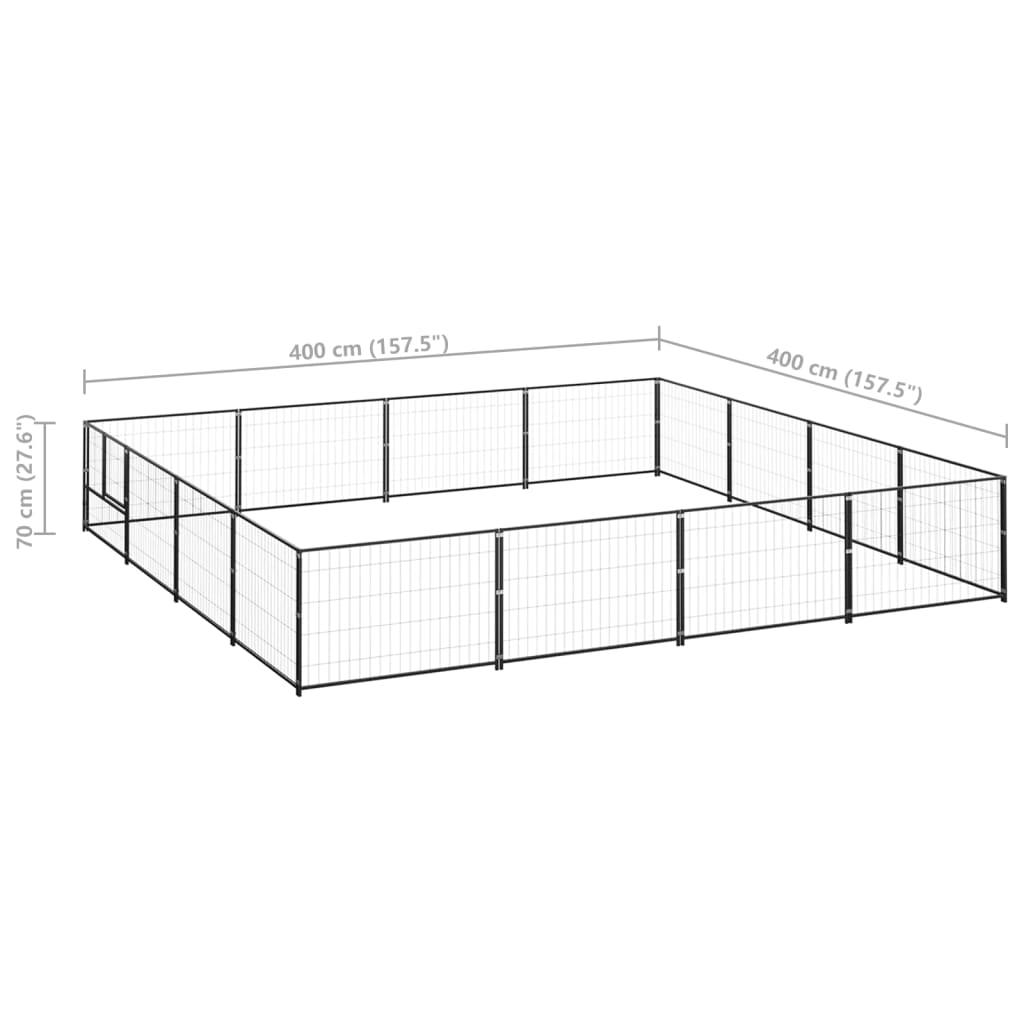Chenil extérieur cage enclos parc animaux chien noir 16 m² acier 02_0000500 - Helloshop26