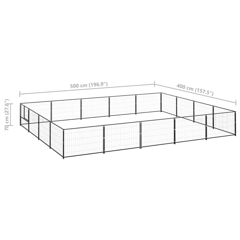 Chenil extérieur cage enclos parc animaux chien noir 20 m² acier 02_0000506 - Helloshop26