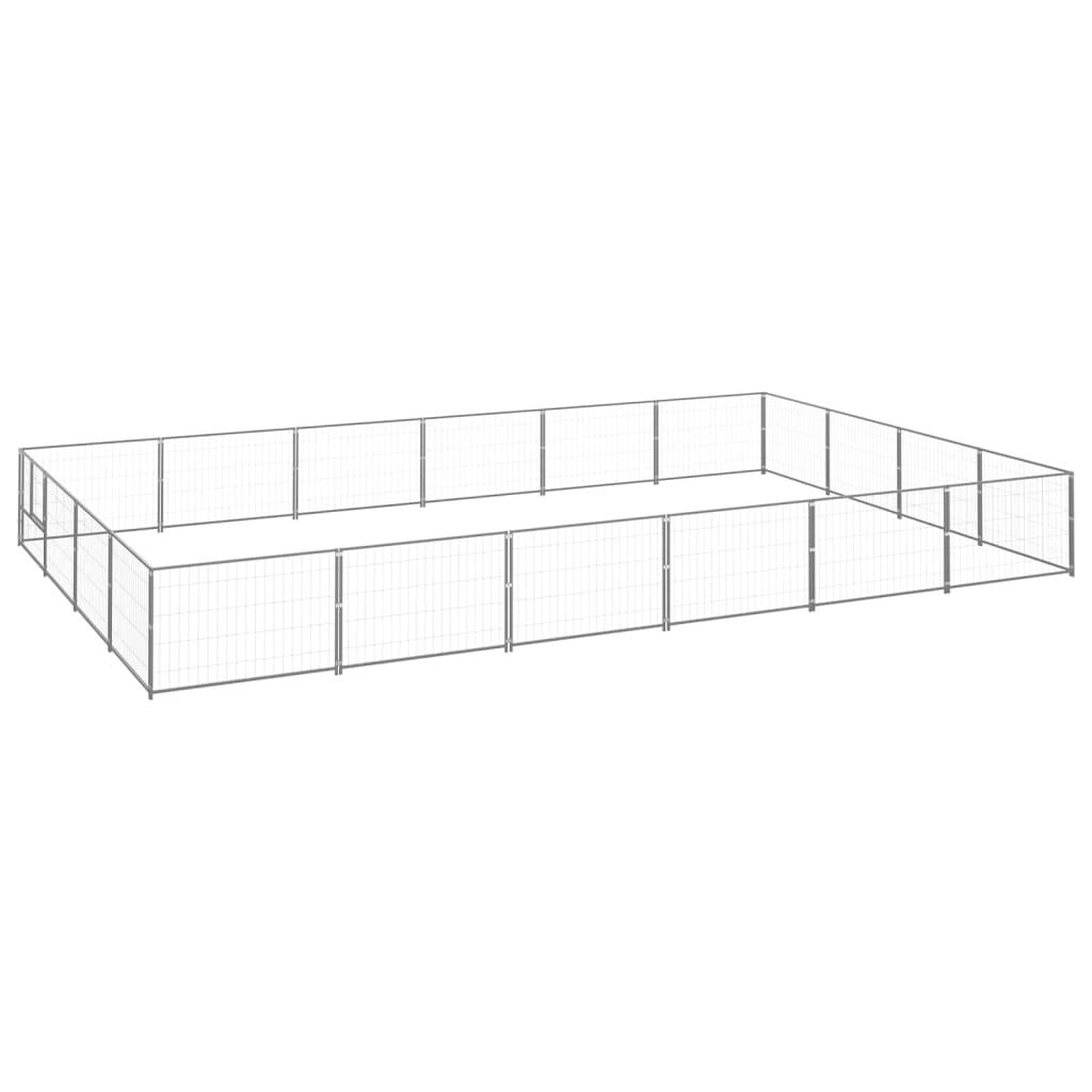 Chenil extérieur cage enclos parc animaux chien argenté 24 m² acier 02_0000257 - Helloshop26
