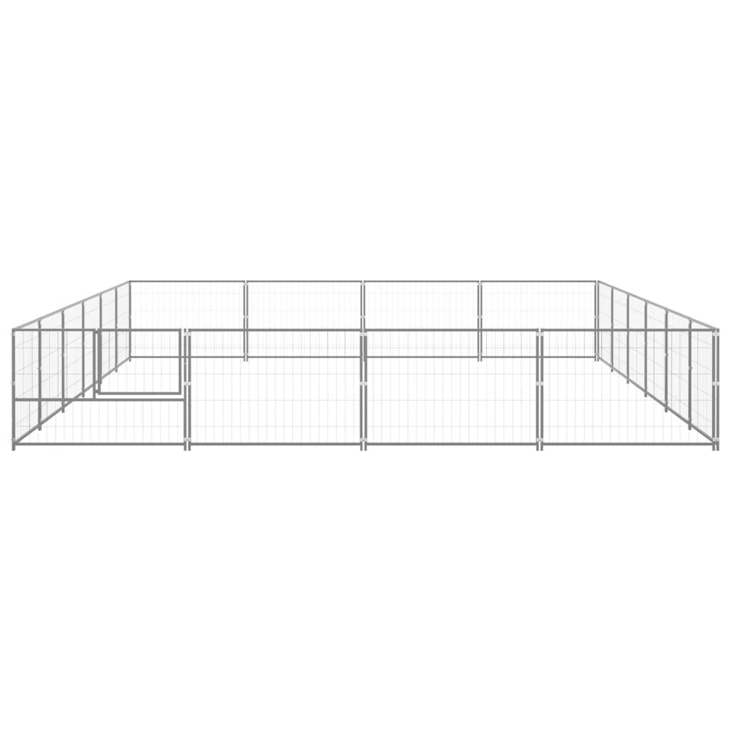 Chenil extérieur cage enclos parc animaux chien argenté 24 m² acier 02_0000257 - Helloshop26