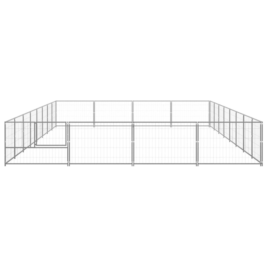 Chenil extérieur cage enclos parc animaux chien argenté 32 m² acier 02_0000269 - Helloshop26