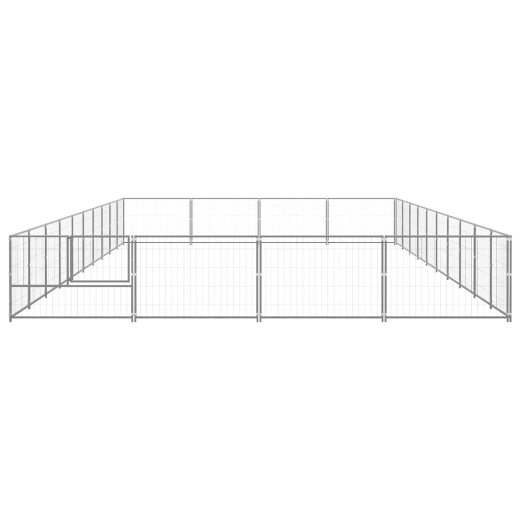 Chenil extérieur cage enclos parc animaux chien argenté 40 m² acier 02_0000279 - Helloshop26