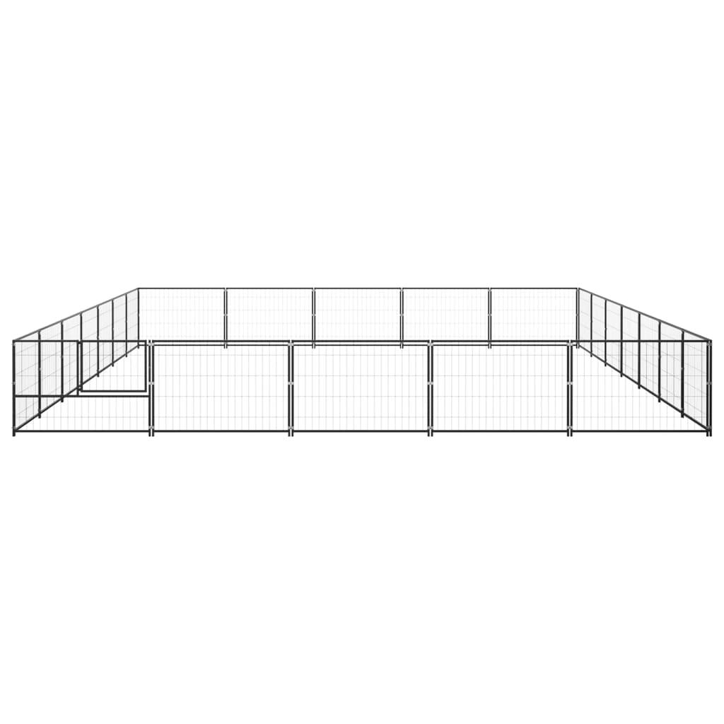 Chenil extérieur cage enclos parc animaux chien noir 35 m² acier 02_0000526 - Helloshop26