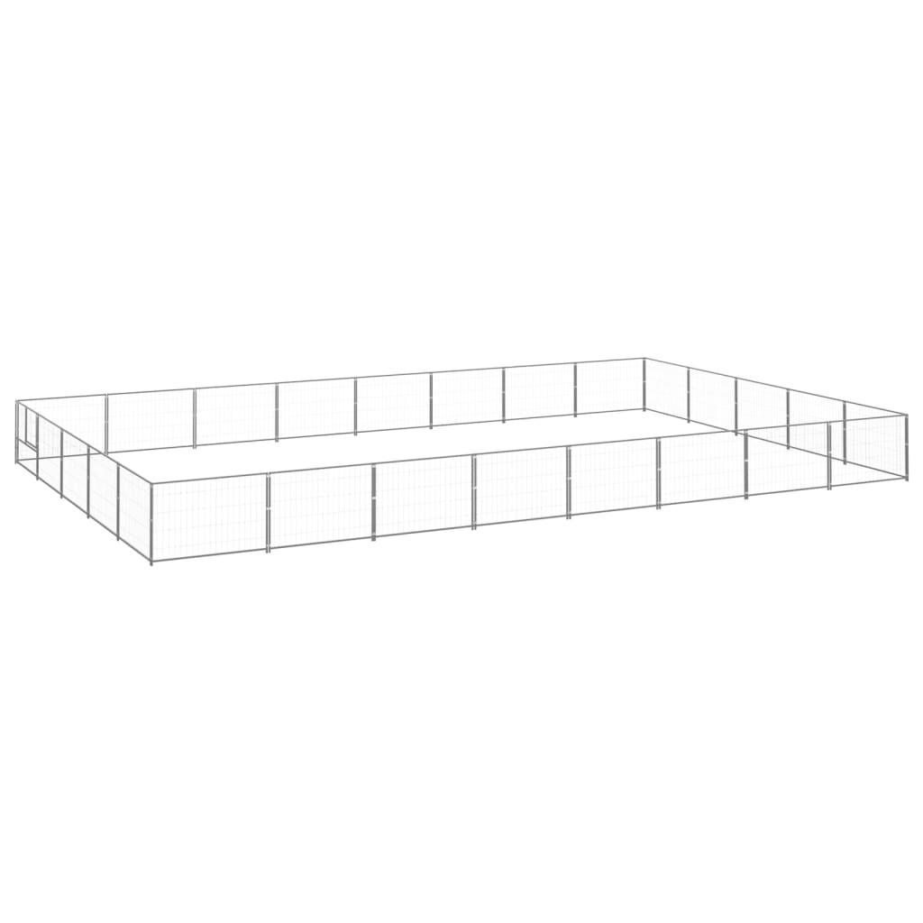 Chenil extérieur cage enclos parc animaux chien argenté 40 m² acier 02_0000280 - Helloshop26