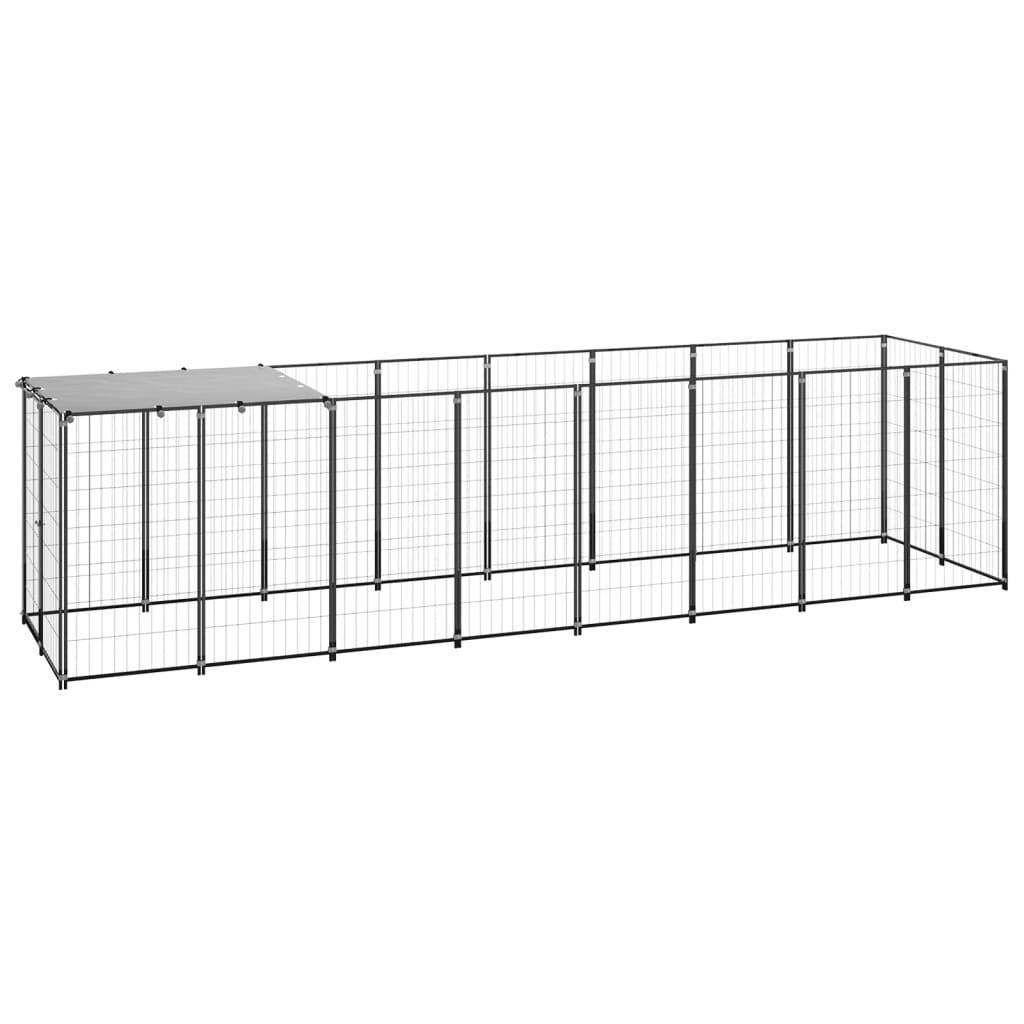 Chenil extérieur cage enclos parc animaux chien 4,84 m² acier noir 02_0000532 - Helloshop26