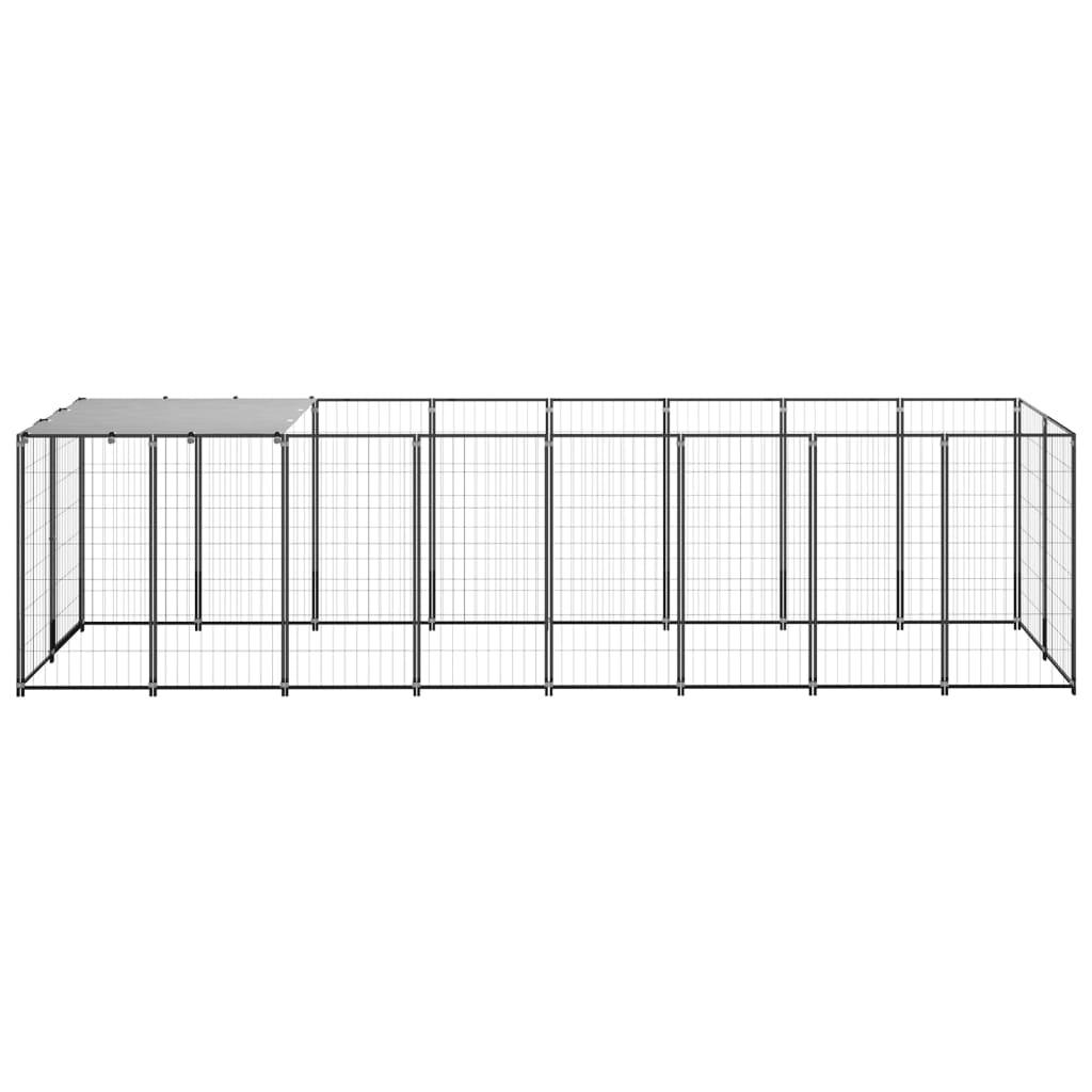 Chenil extérieur cage enclos parc animaux chien 4,84 m² acier noir 02_0000532 - Helloshop26