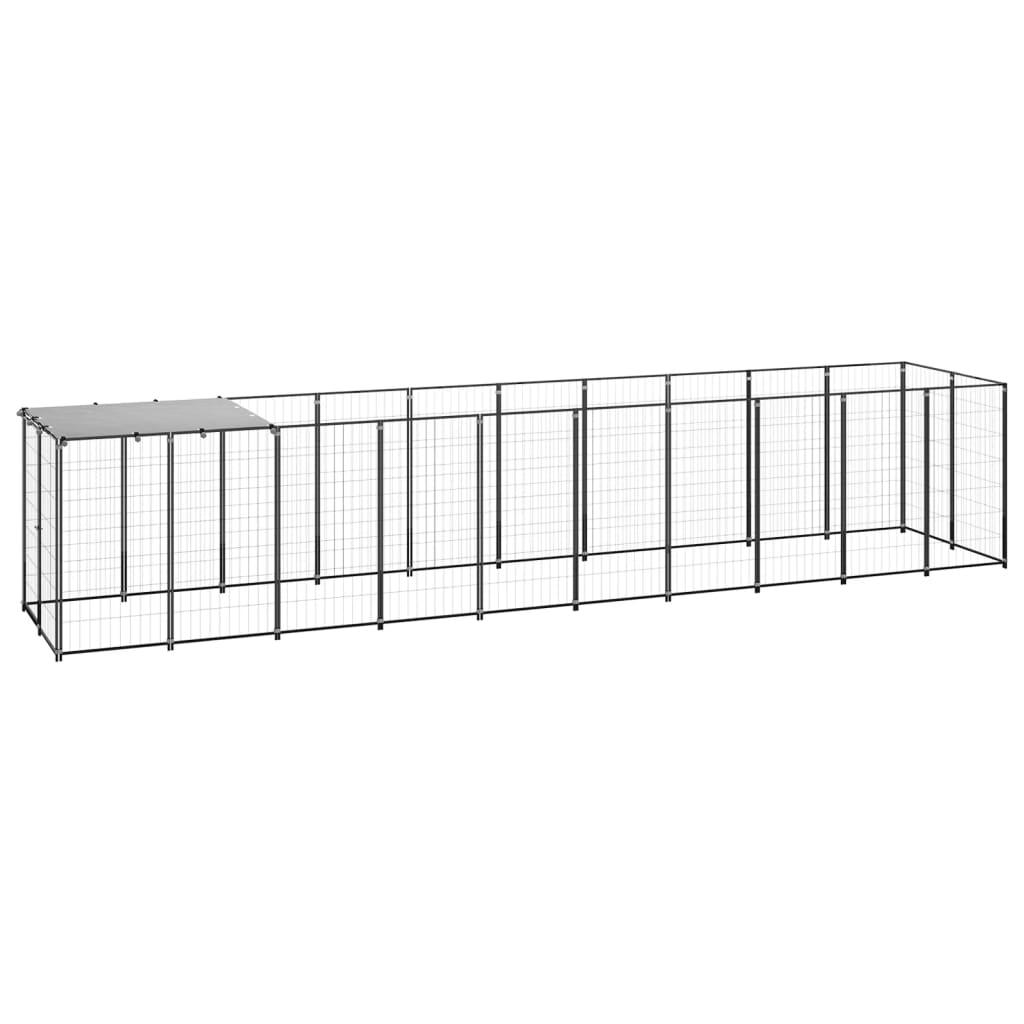 Chenil extérieur cage enclos parc animaux chien 6,05 m² 110 cm acier noir 02_0000546 - Helloshop26