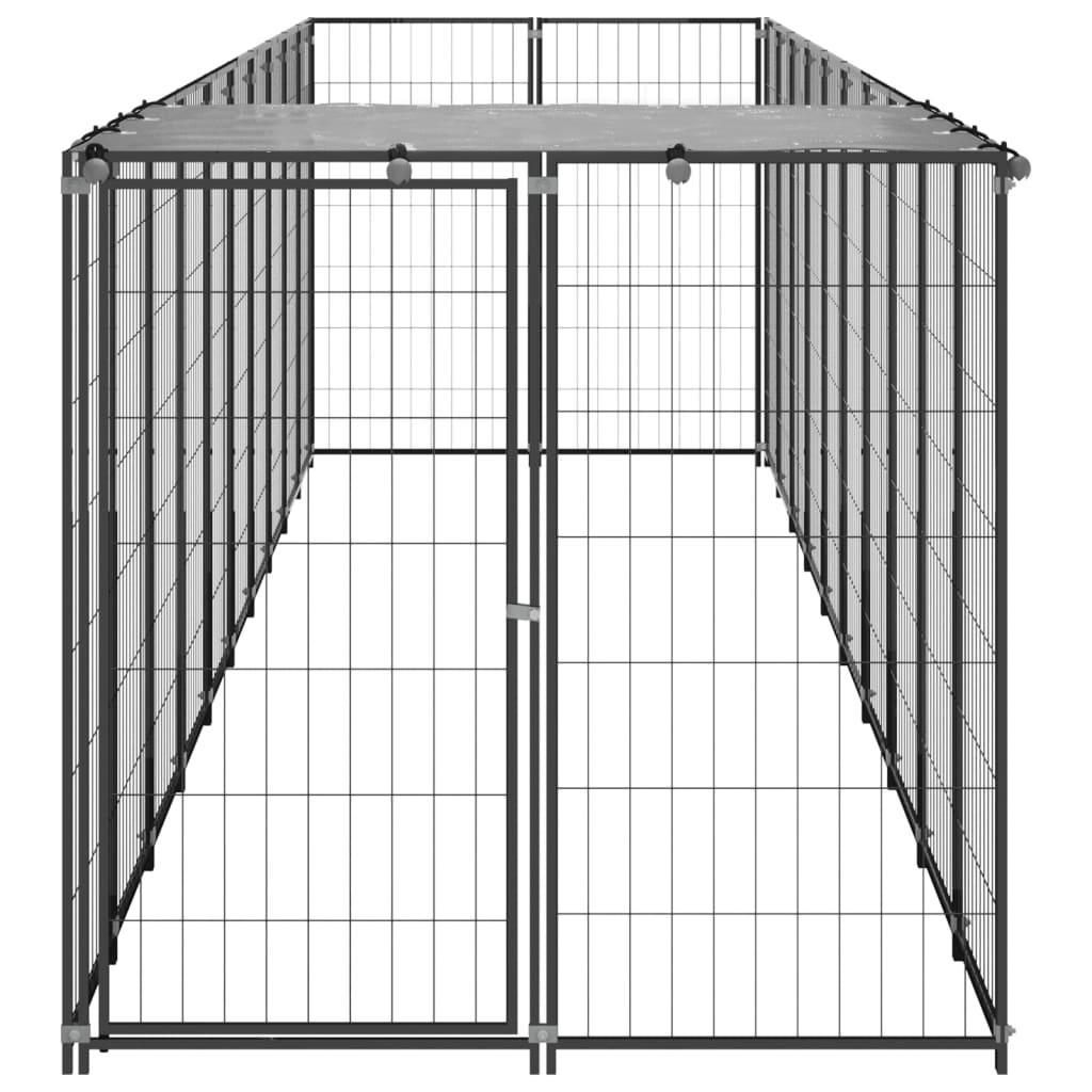 Chenil extérieur cage enclos parc animaux chien 6,05 m² 110 cm acier noir 02_0000546 - Helloshop26