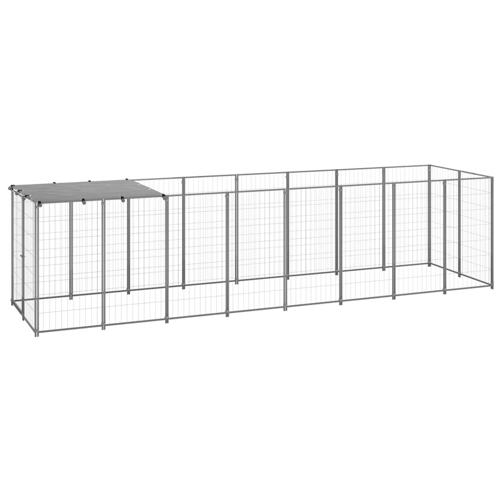 Chenil extérieur cage enclos parc animaux chien argenté 4,84 m² acier 02_0000277 - Helloshop26