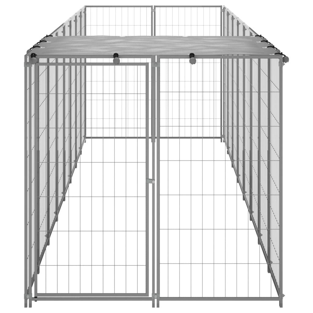Chenil extérieur cage enclos parc animaux chien argenté 4,84 m² acier 02_0000277 - Helloshop26