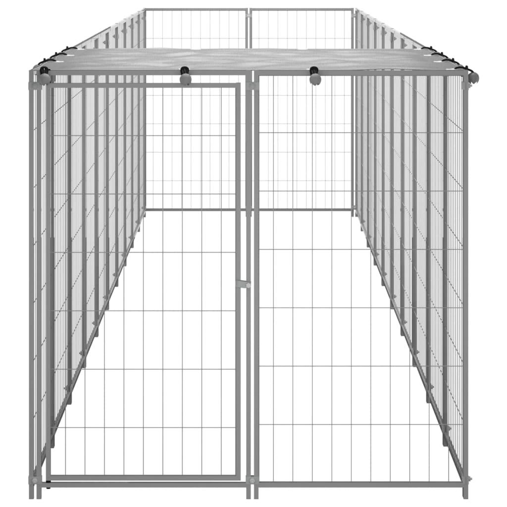 Chenil extérieur cage enclos parc animaux chien argenté 6,05 m² acier 02_0000291 - Helloshop26