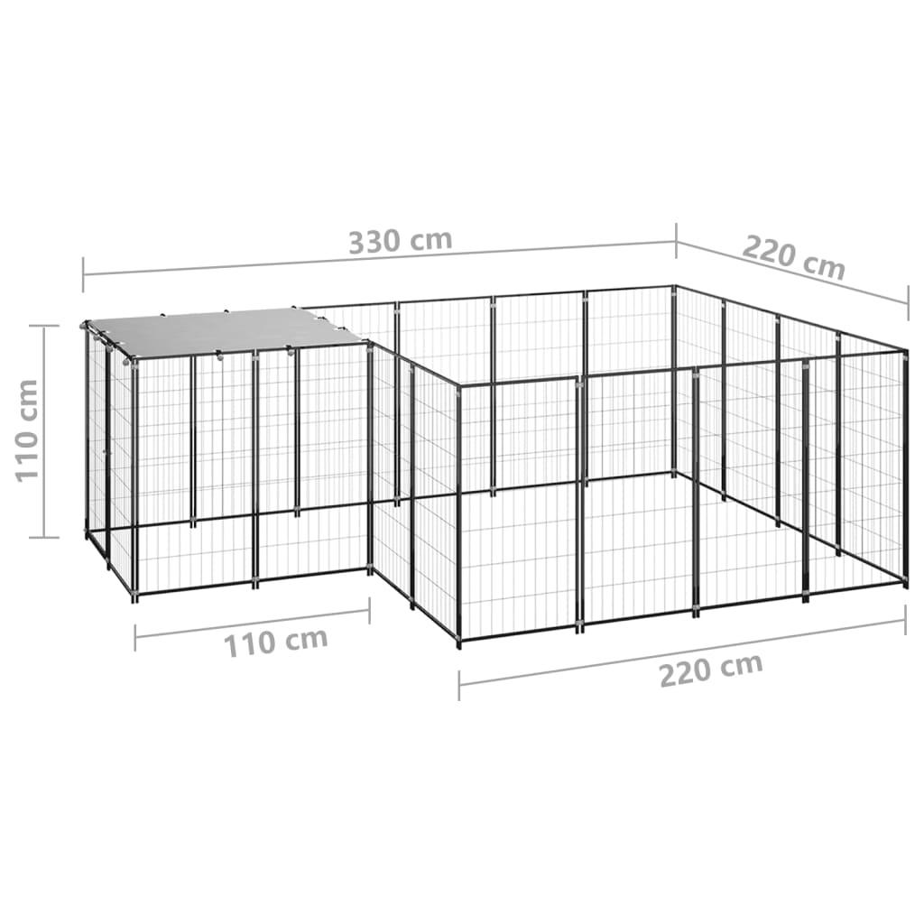 Chenil extérieur cage enclos parc animaux chien 6,05 m² acier noir 02_0000547 - Helloshop26