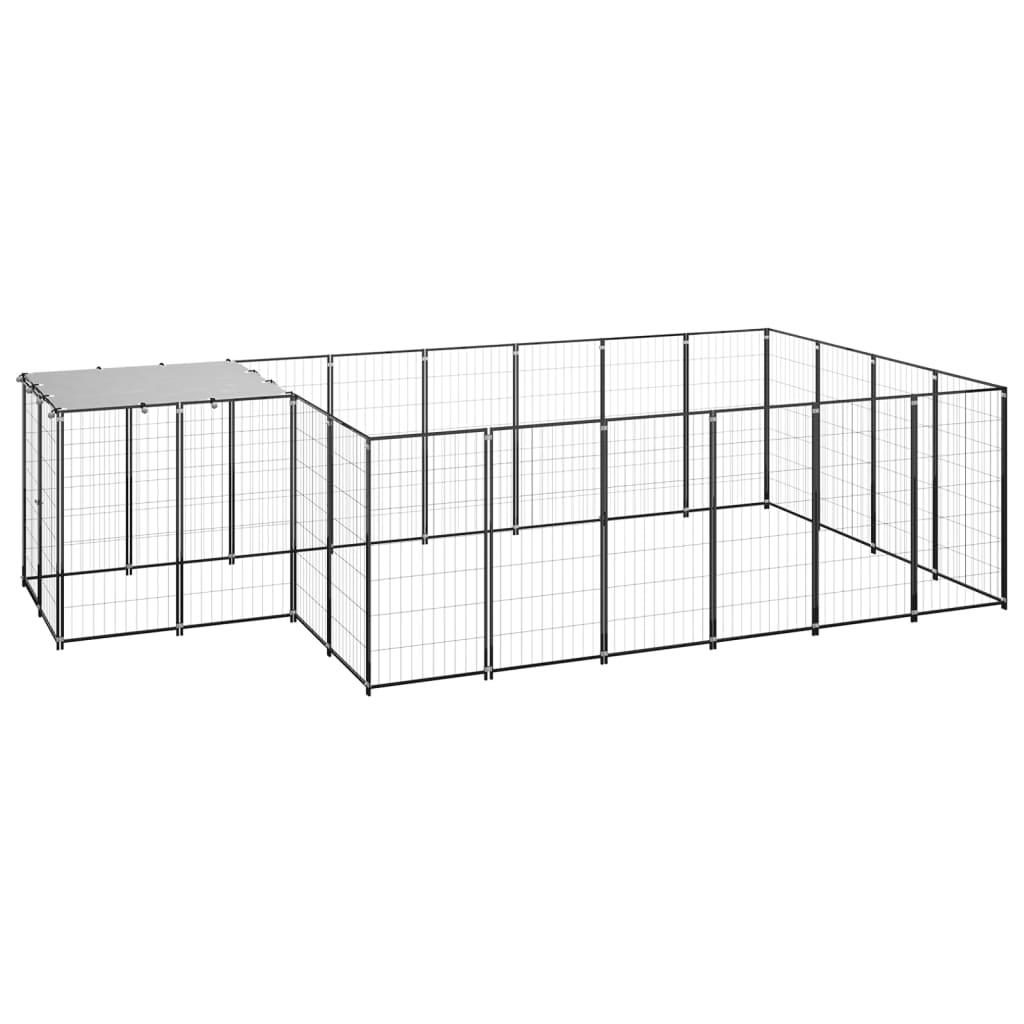 Chenil extérieur cage enclos parc animaux chien 8,47 m² 110 cm acier noir 02_0000558 - Helloshop26