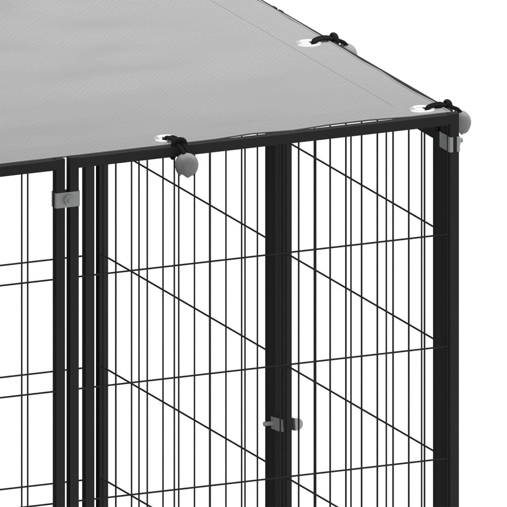 Chenil extérieur cage enclos parc animaux chien 8,47 m² 110 cm acier noir 02_0000558 - Helloshop26