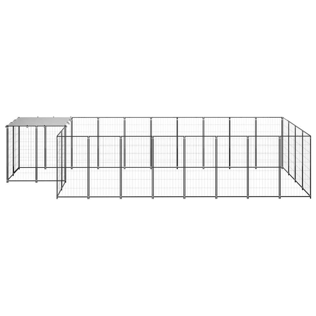 Chenil extérieur cage enclos parc animaux chien 10,89 m² 110 cm acier noir 02_0000486 - Helloshop26