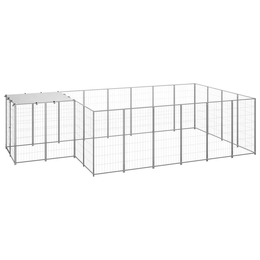 Chenil extérieur cage enclos parc animaux chien argenté 8,47 m² acier 02_0000303 - Helloshop26