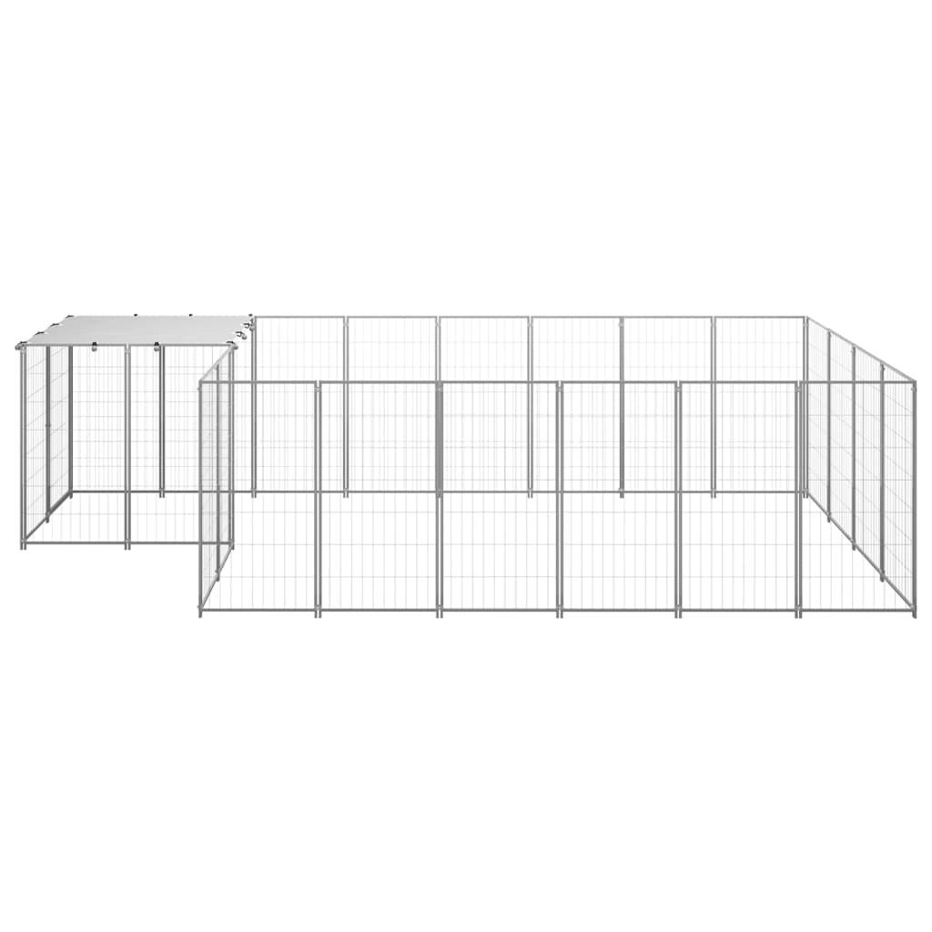 Chenil extérieur cage enclos parc animaux chien argenté 8,47 m² acier 02_0000303 - Helloshop26