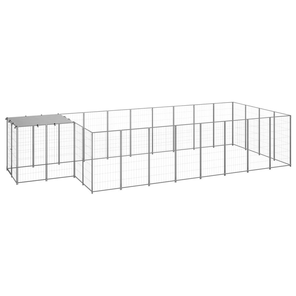 Chenil extérieur cage enclos parc animaux chien argenté 10,89 m² acier 02_0000230 - Helloshop26