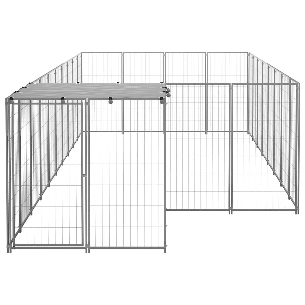 Chenil extérieur cage enclos parc animaux chien argenté 10,89 m² acier 02_0000230 - Helloshop26