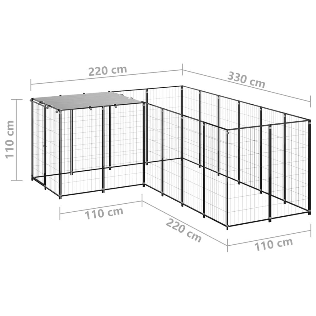Chenil extérieur cage enclos parc animaux chien 4,84 m²110 cm acier noir 02_0000533 - Helloshop26